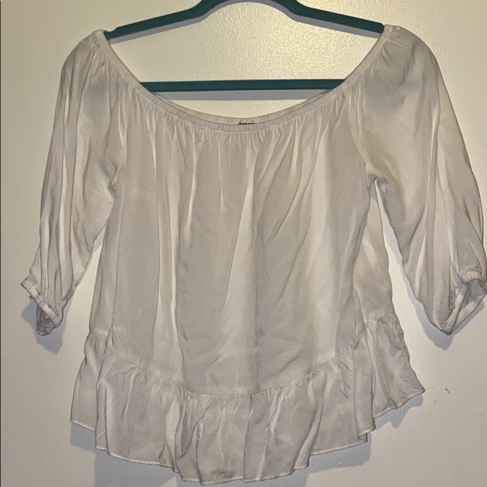 White Off the shoulder top with peasant sleeves